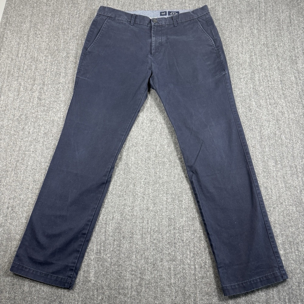 GAP Mens Chino Pants 33x30 Slim Fit Navy Blue 100% Cotton Flat Front
